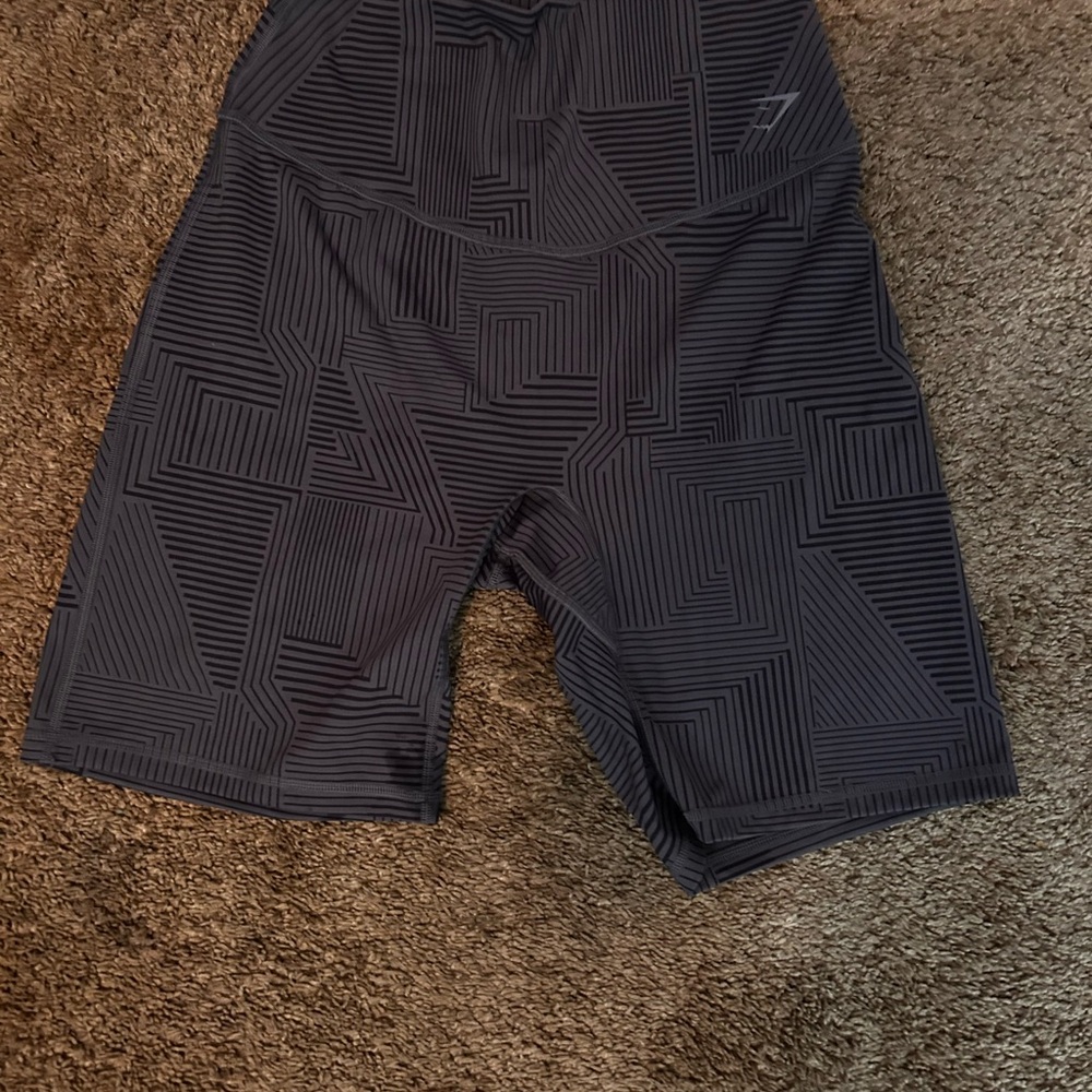Gym Shark Geometric Patterned Black Biker Shorts